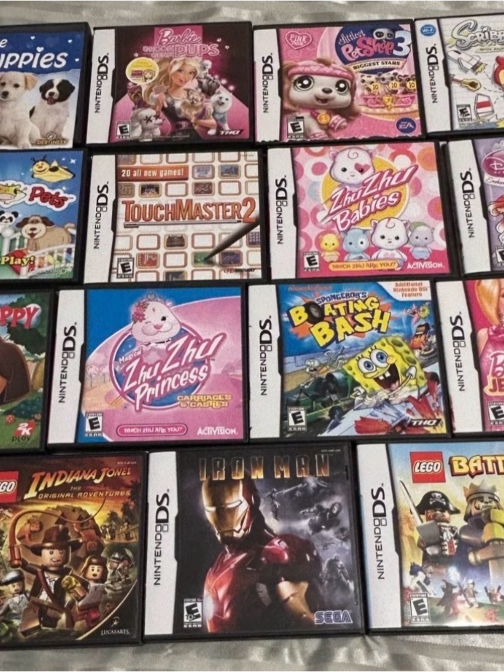 Nintendo DS Game Lot with Pink, Blue & Black Cover Art